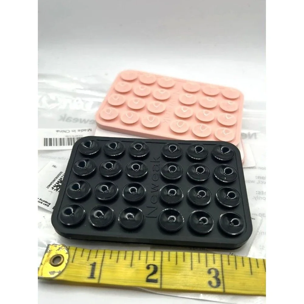 Silicone Phone Sticky Grip, Suction Phone Case Mount - 2 Black & 2 Pink